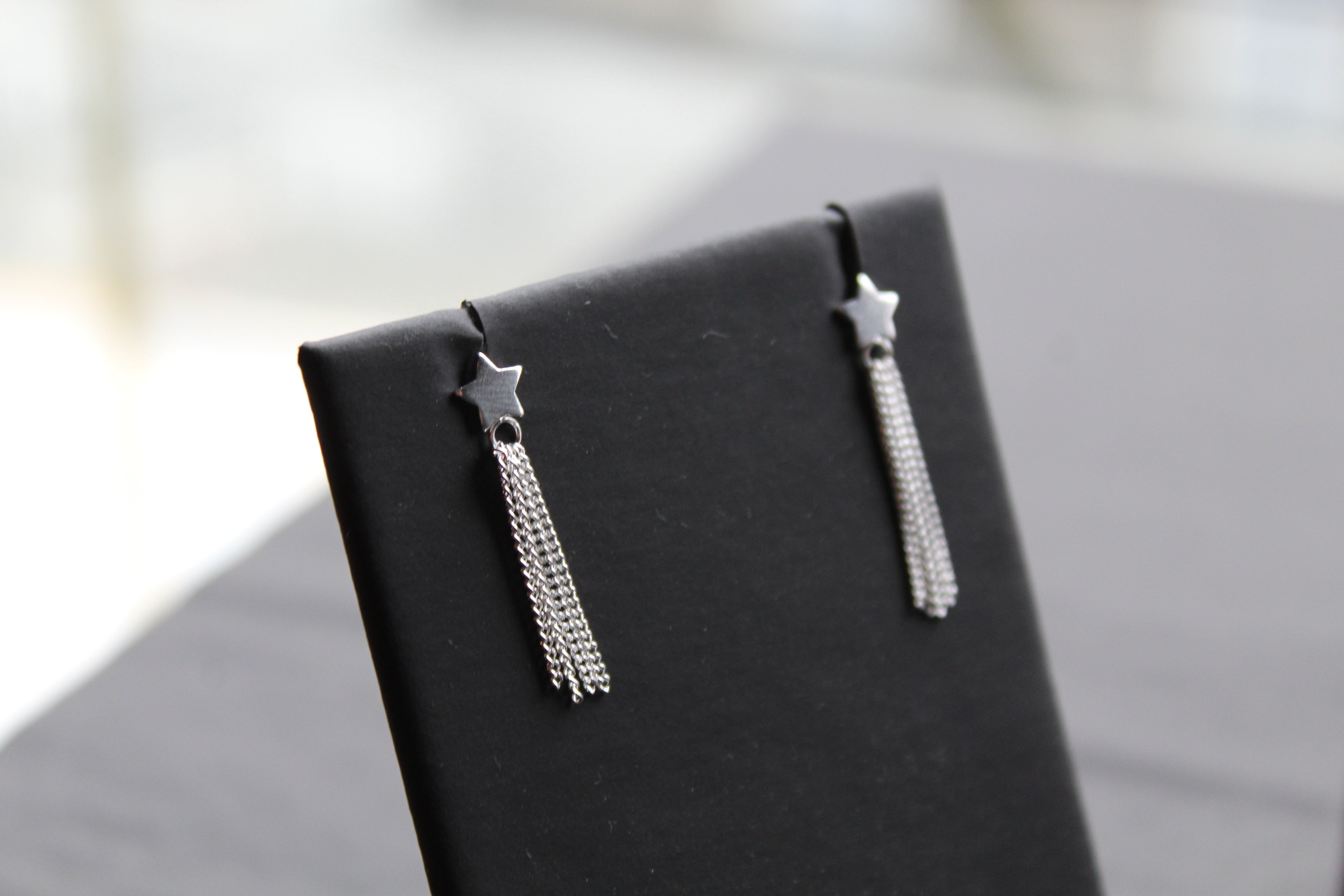 Star Studs with Tassel Drop