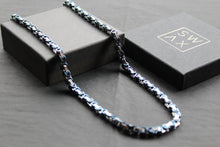 Load image into Gallery viewer, Steel Byzantine Chain Necklace Blue Polished IP
