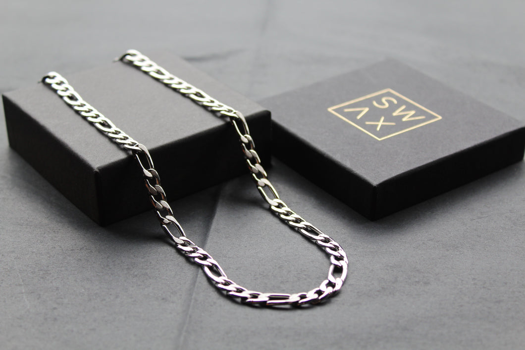 Steel Figaro Chain Matte & Polished 50cm