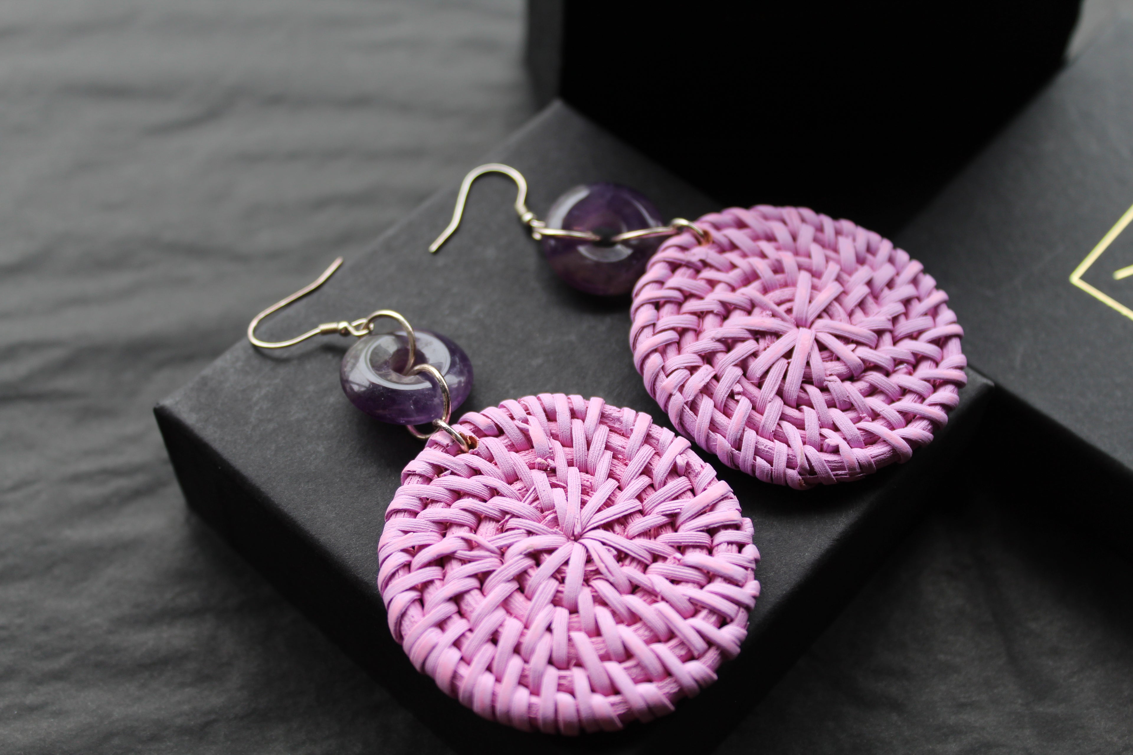 Sterling Silver Amethyst Rattan Earrings