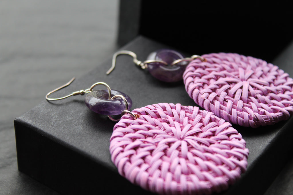 Sterling Silver Amethyst Rattan Earrings