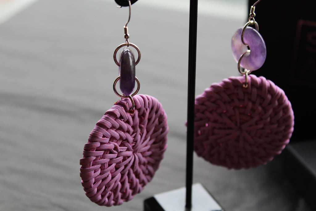 Sterling Silver Amethyst Rattan Earrings