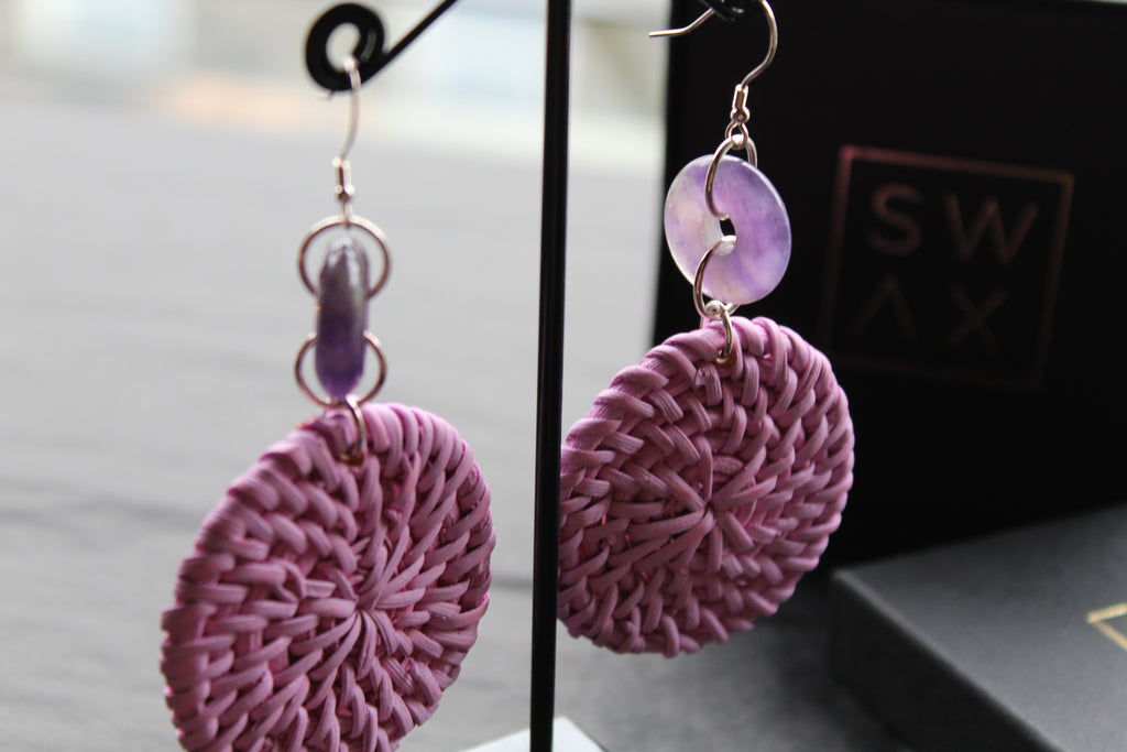 Sterling Silver Amethyst Rattan Earrings