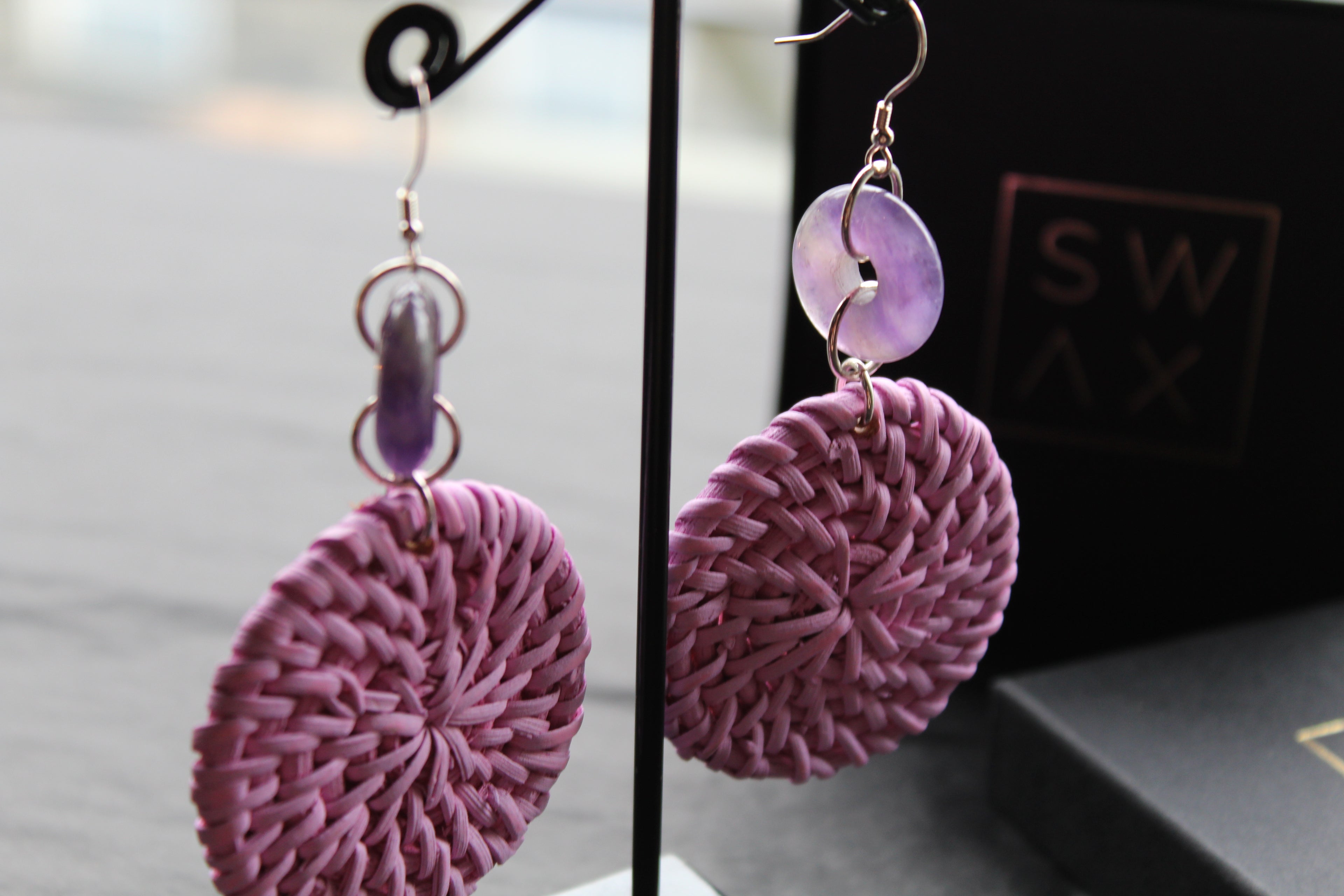 Sterling Silver Amethyst Rattan Earrings