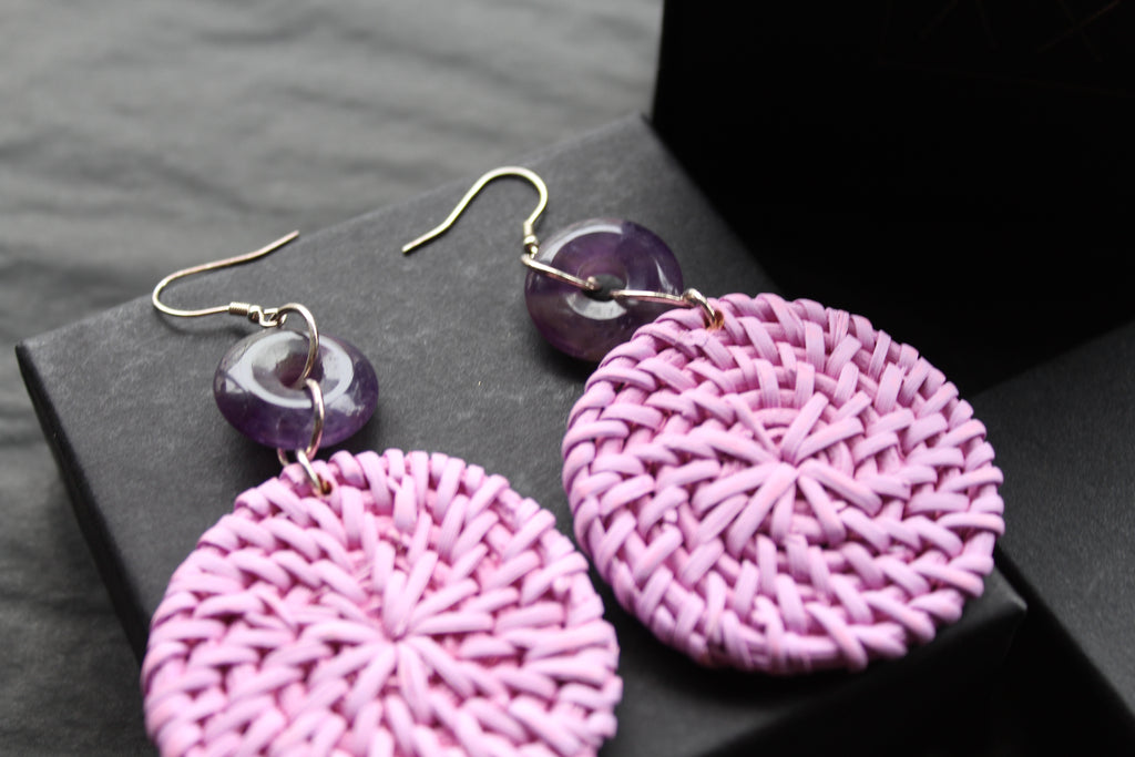 Sterling Silver Amethyst Rattan Earrings