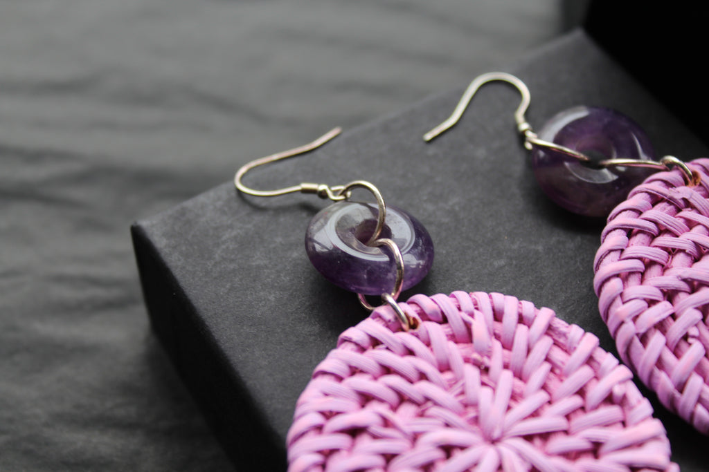 Sterling Silver Amethyst Rattan Earrings