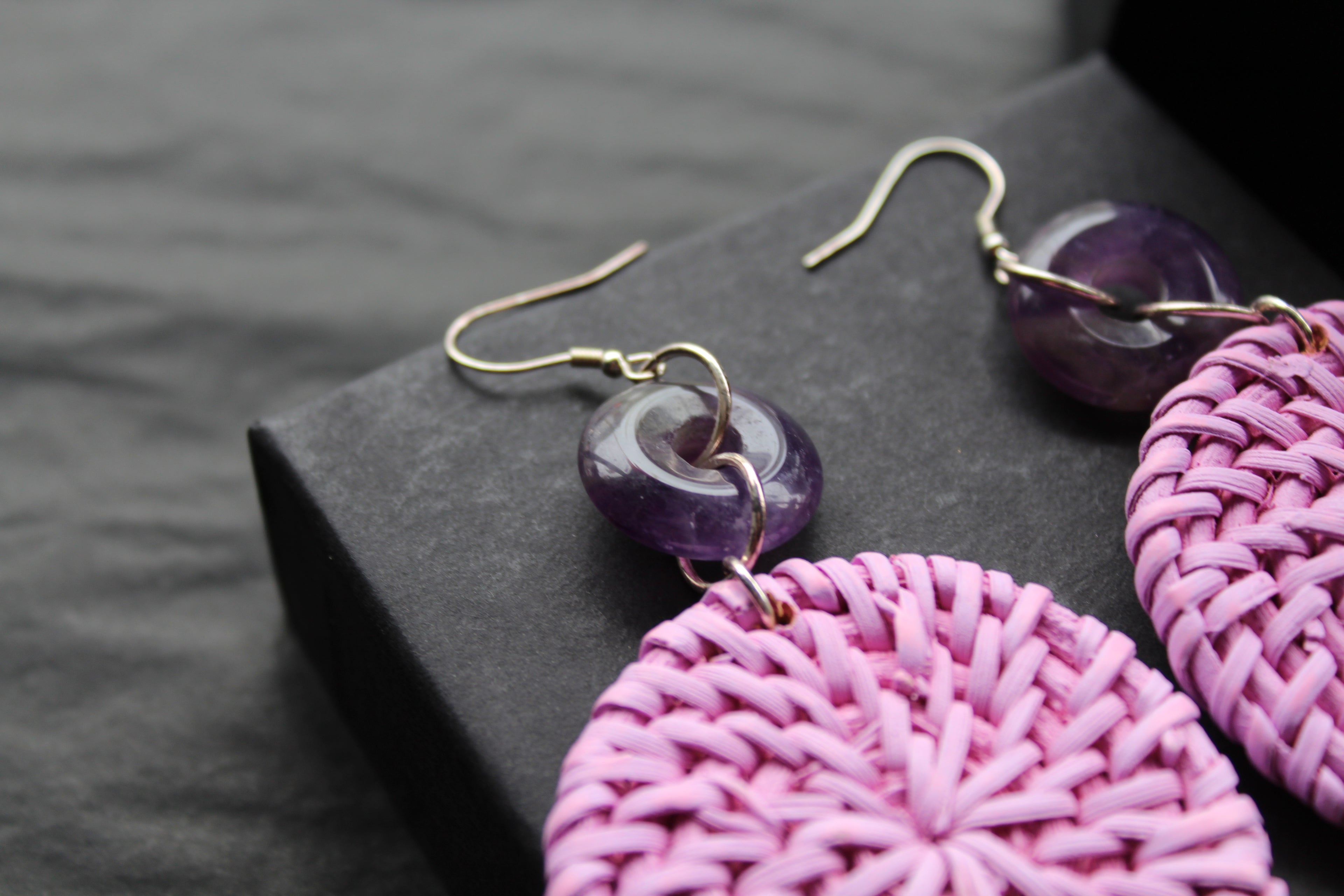 Sterling Silver Amethyst Rattan Earrings