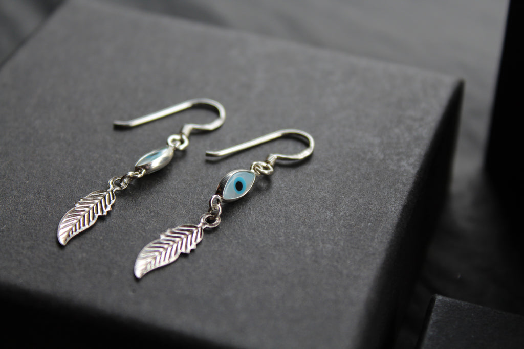 Sterling Silver Evil Eye Earrings
