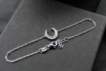 Load image into Gallery viewer, Sterling Silver Rhodium Plated CZ Horseshoe Bracelet
