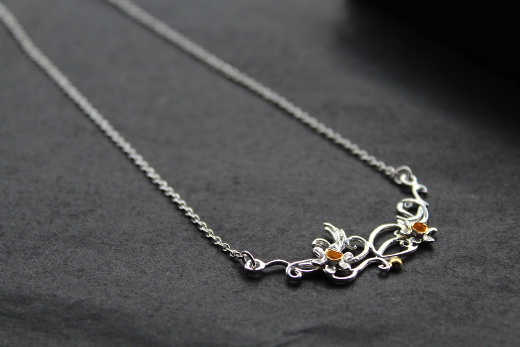 Sterling Silver and Gold Plated Daffodil Necklace