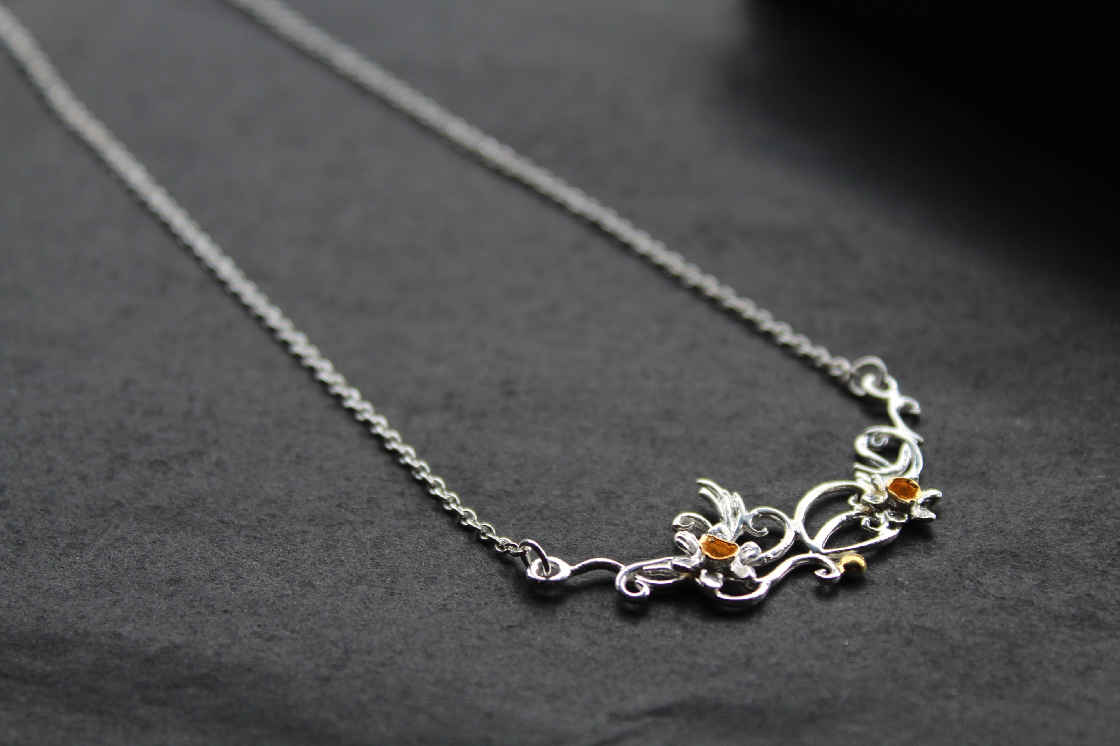 Sterling Silver and Gold Plated Daffodil Necklace