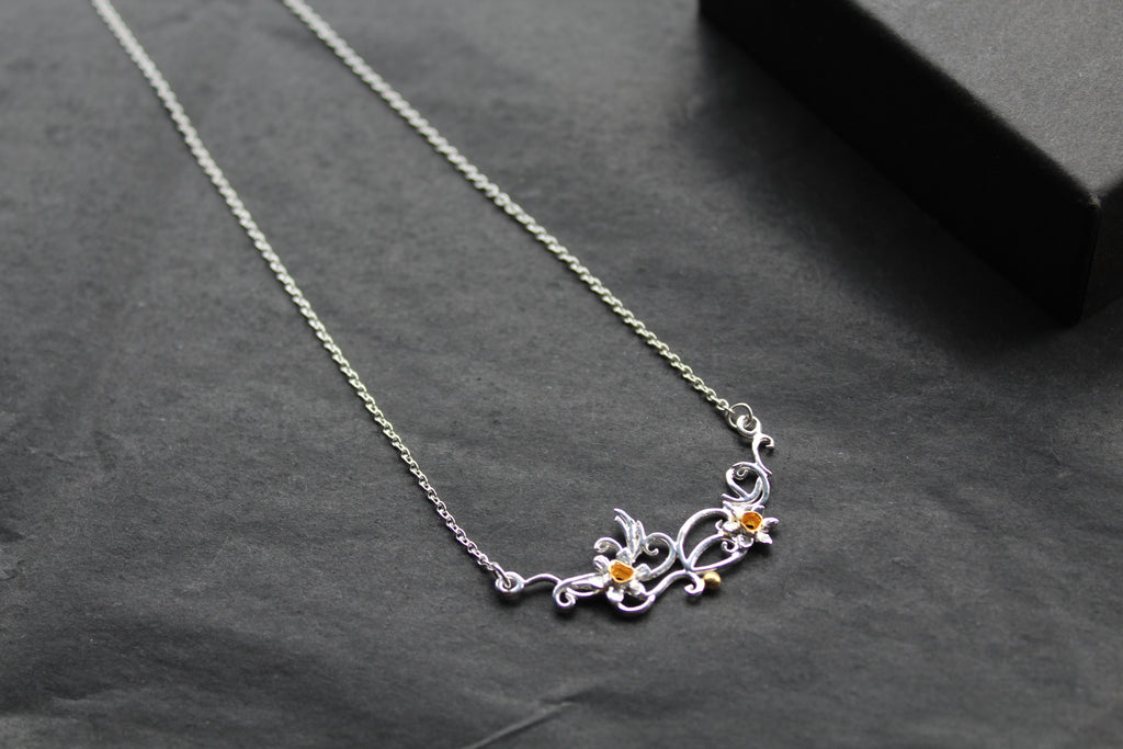 Sterling Silver and Gold Plated Daffodil Necklace