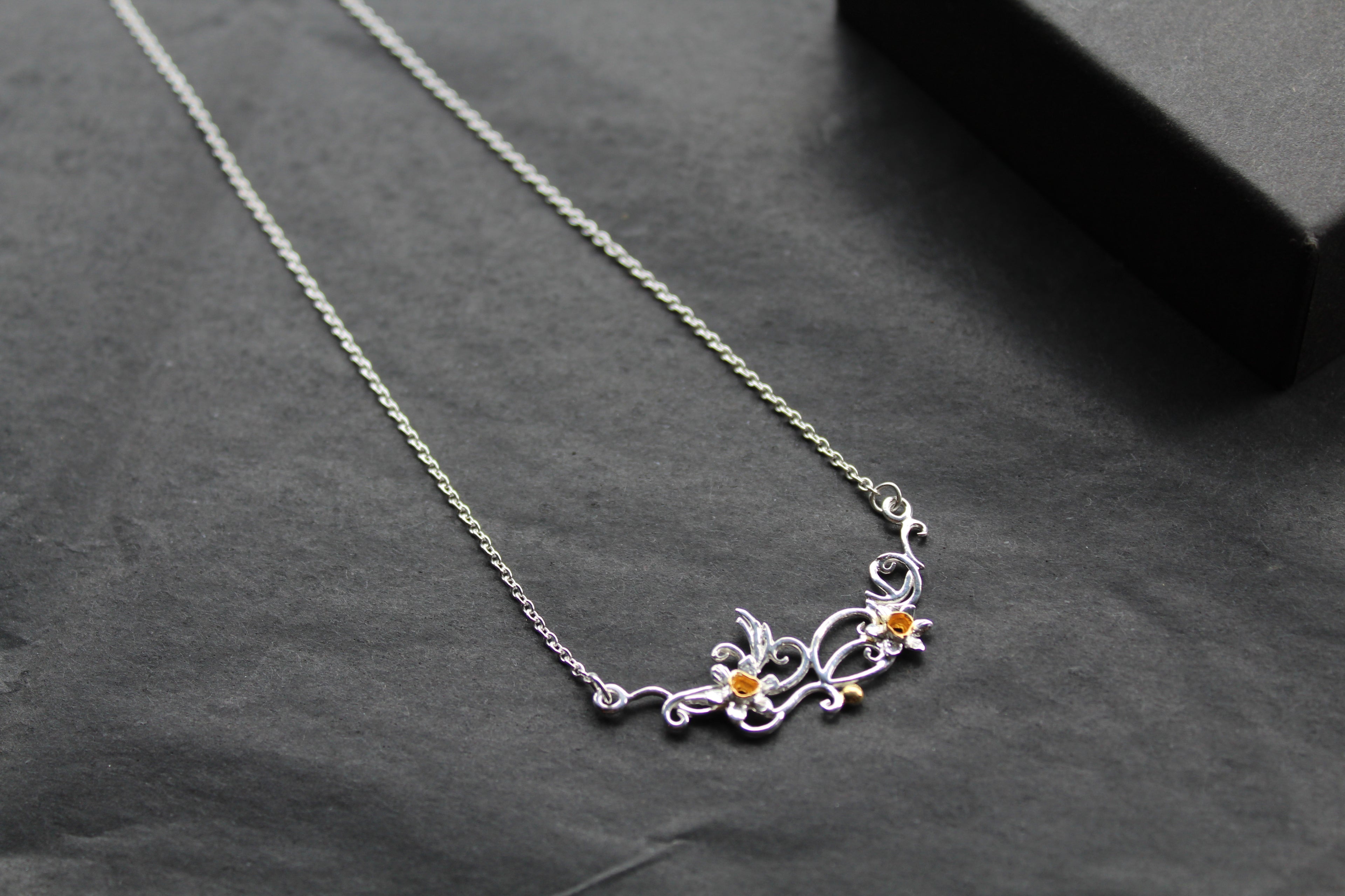 Sterling Silver and Gold Plated Daffodil Necklace