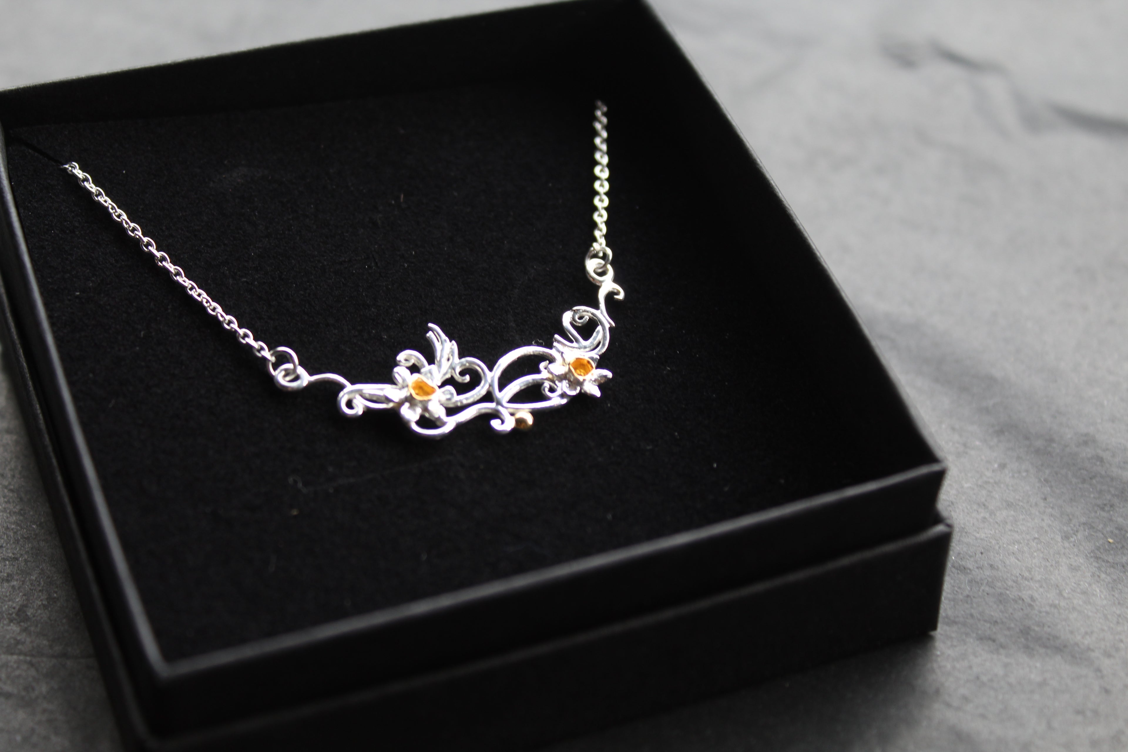 Sterling Silver and Gold Plated Daffodil Necklace