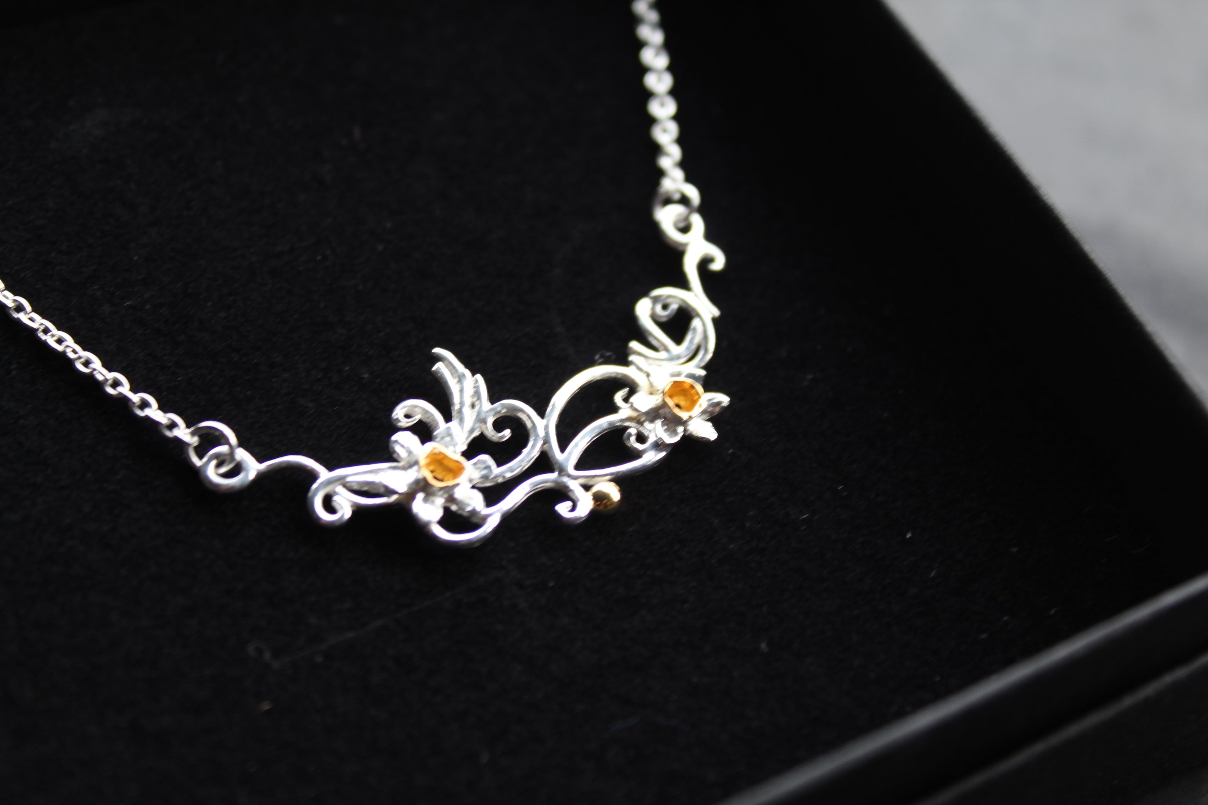 Sterling Silver and Gold Plated Daffodil Necklace