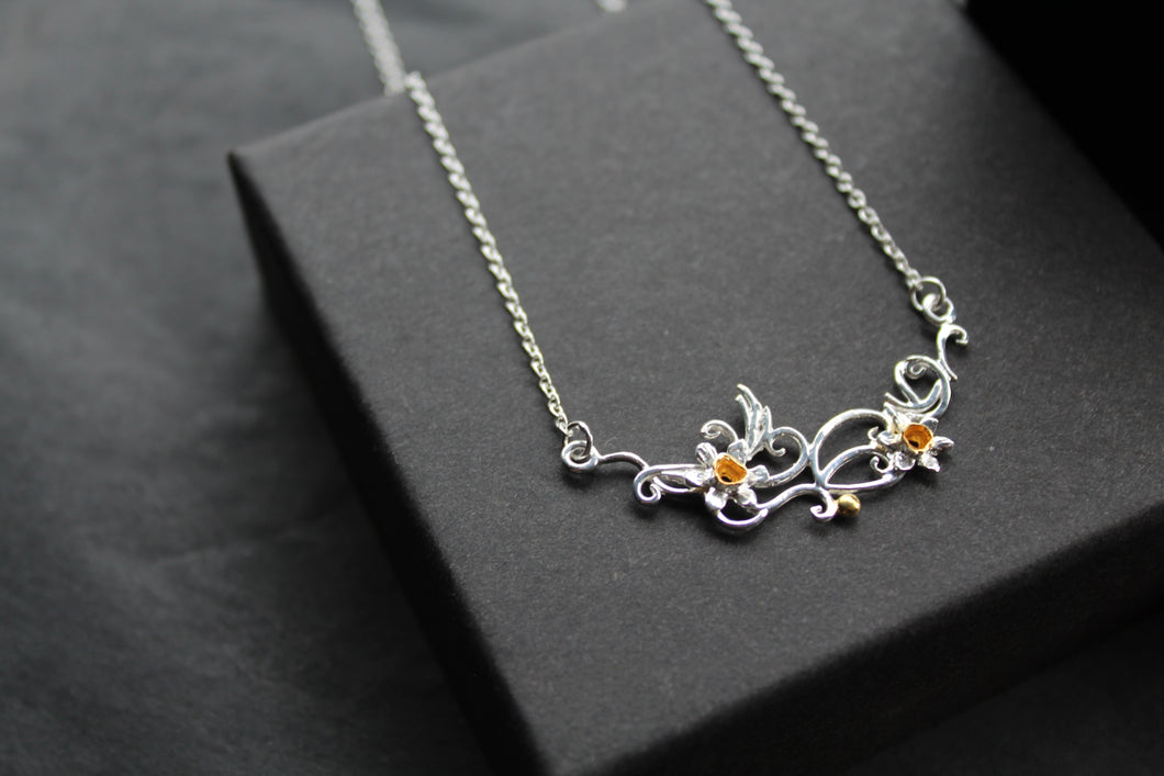 Sterling Silver and Gold Plated Daffodil Necklace