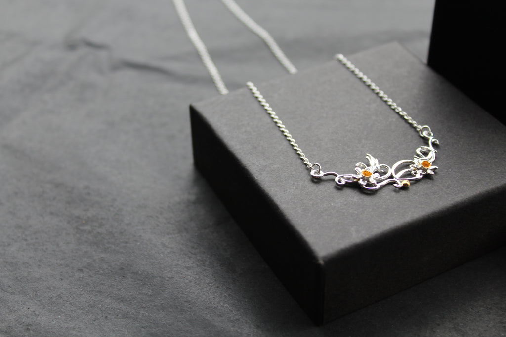 Sterling Silver and Gold Plated Daffodil Necklace