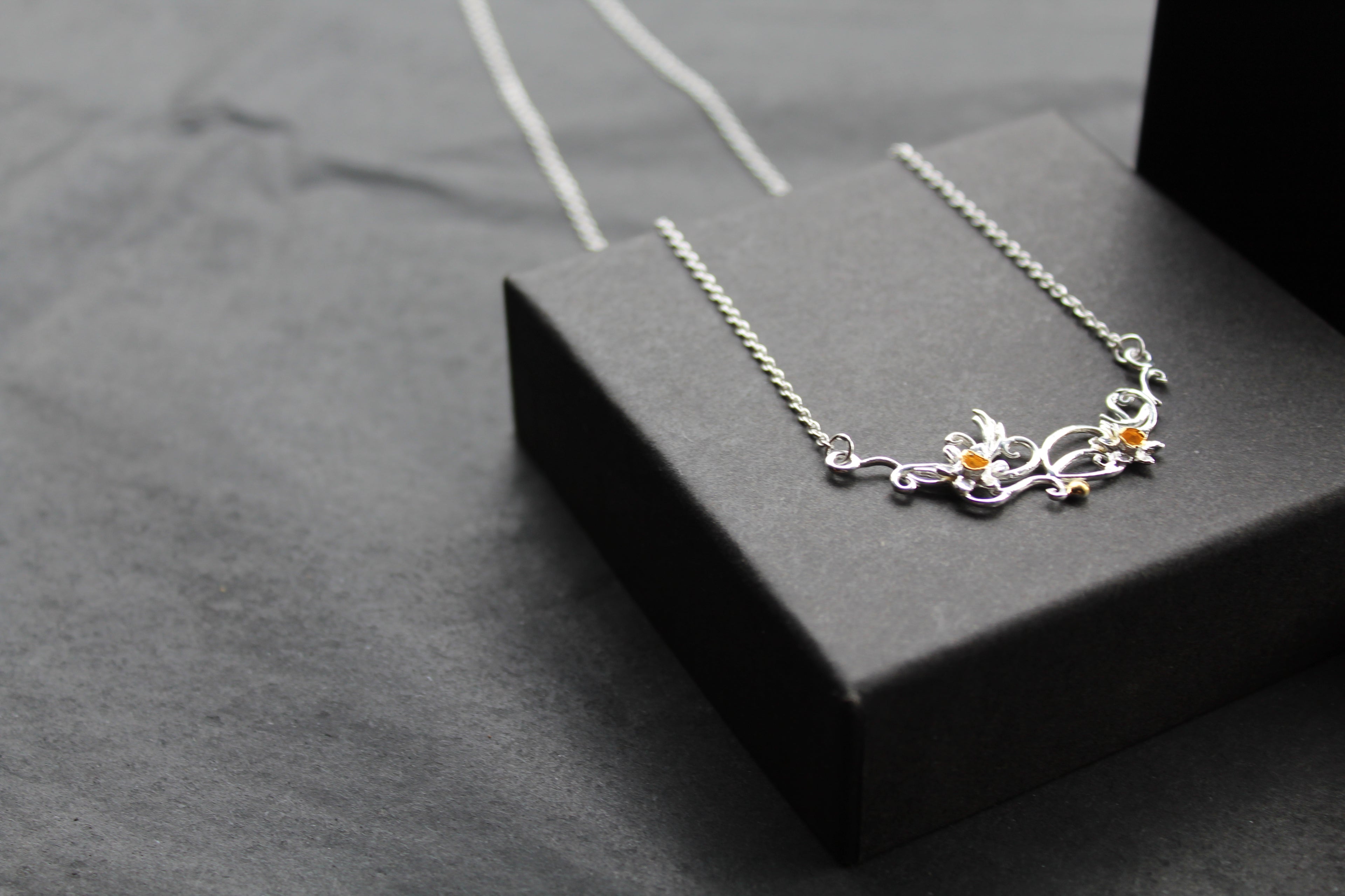 Sterling Silver and Gold Plated Daffodil Necklace