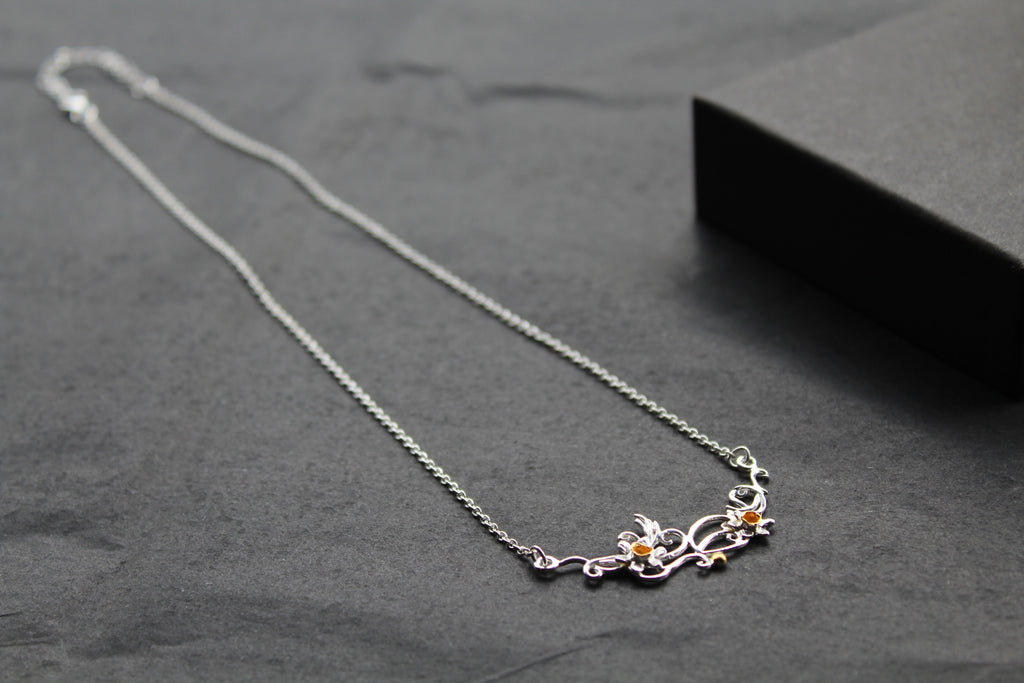 Sterling Silver and Gold Plated Daffodil Necklace