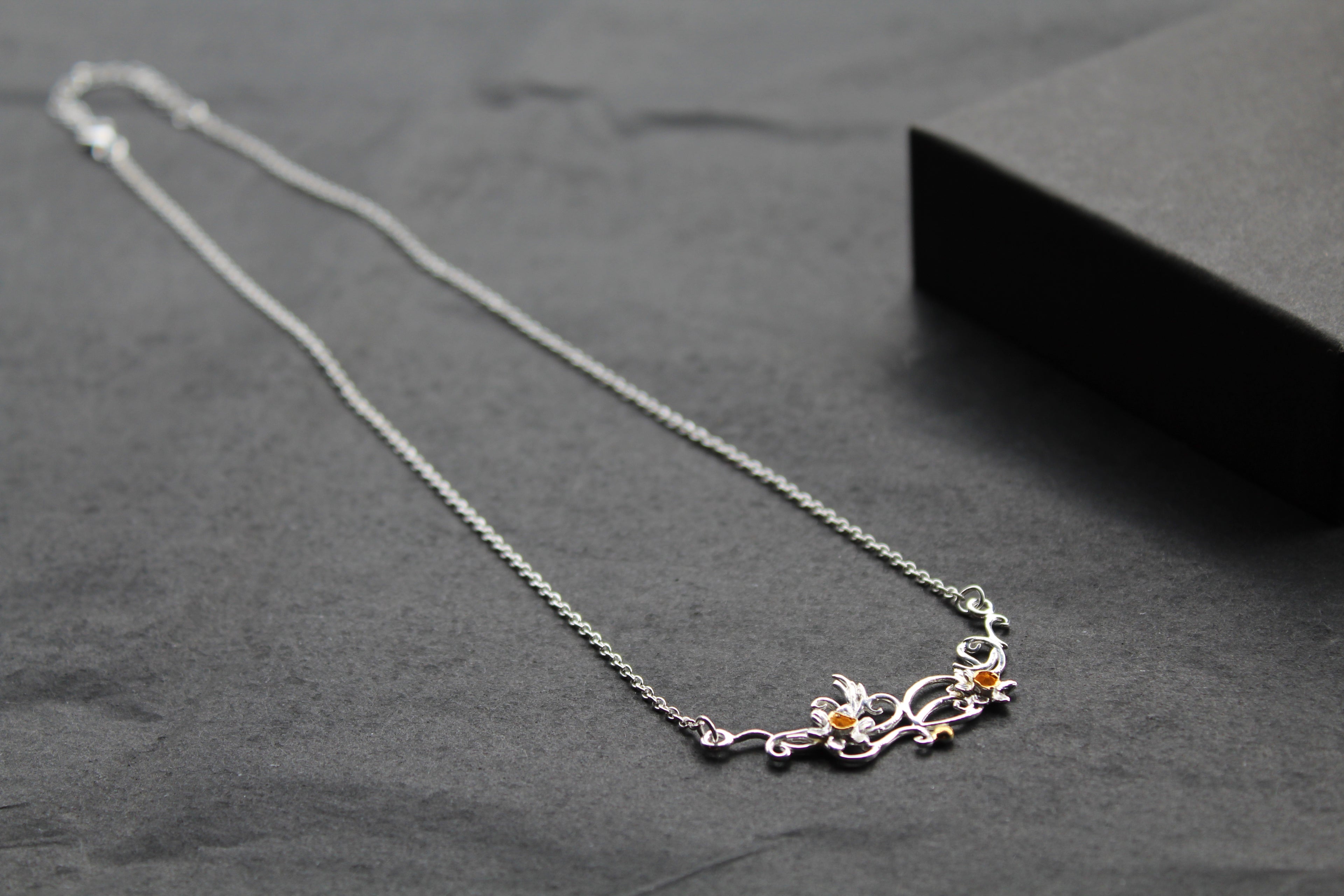 Sterling Silver and Gold Plated Daffodil Necklace