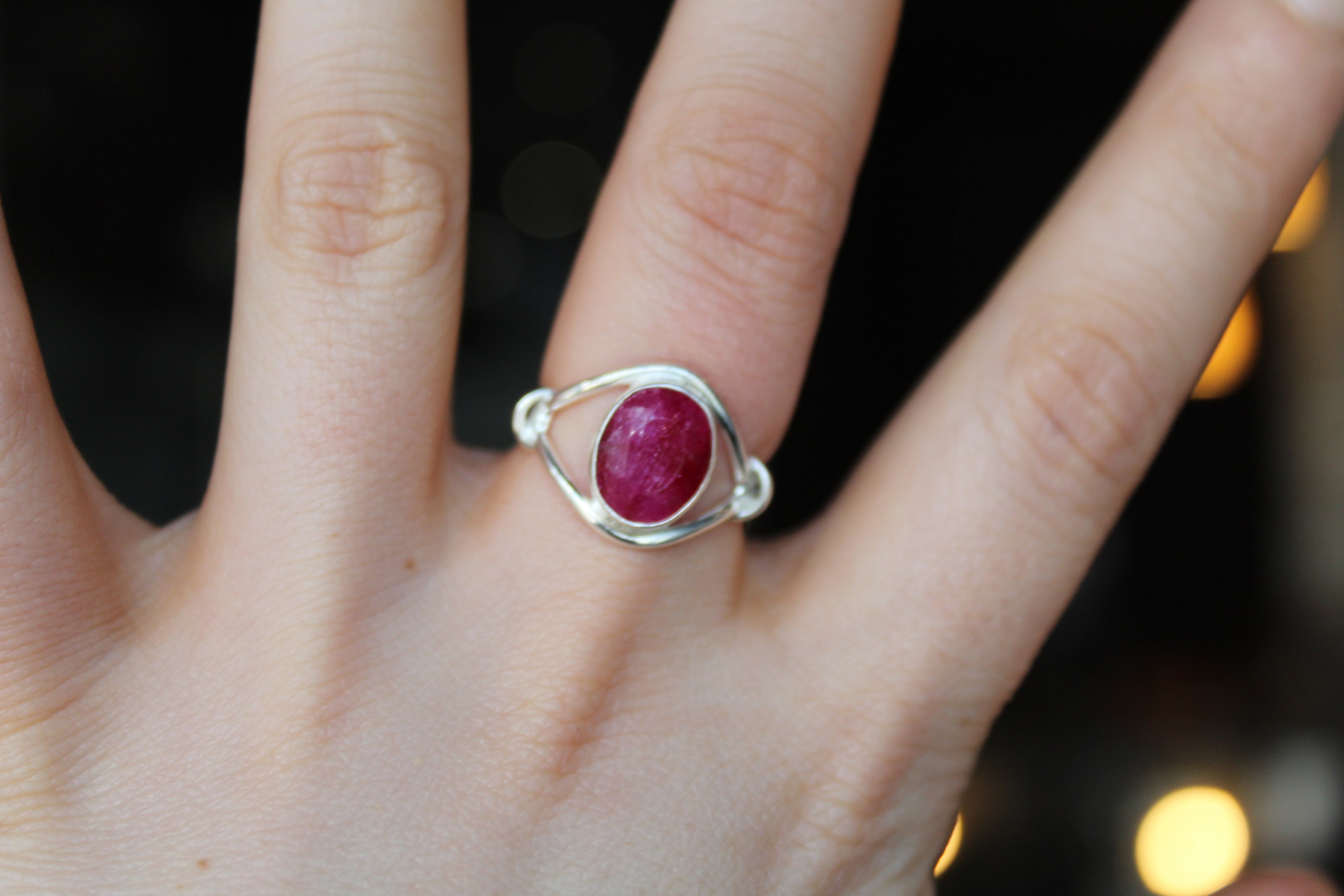 Striking Small Oval Ruby Red Ring