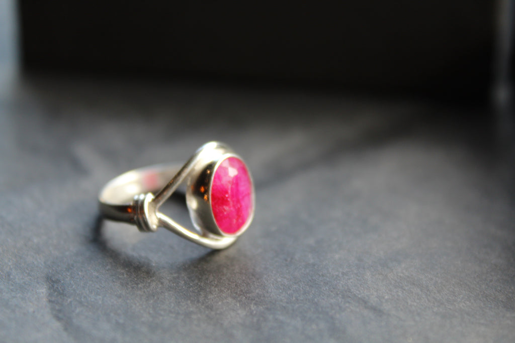 Striking Small Oval Ruby Red Ring