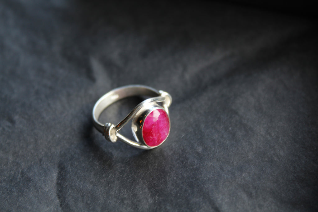 Striking Small Oval Ruby Red Ring