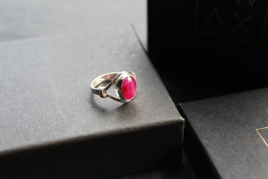 Striking Small Oval Ruby Red Ring