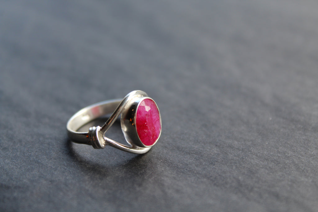 Striking Small Oval Ruby Red Ring