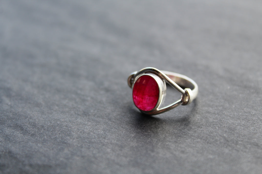 Striking Small Oval Ruby Red Ring