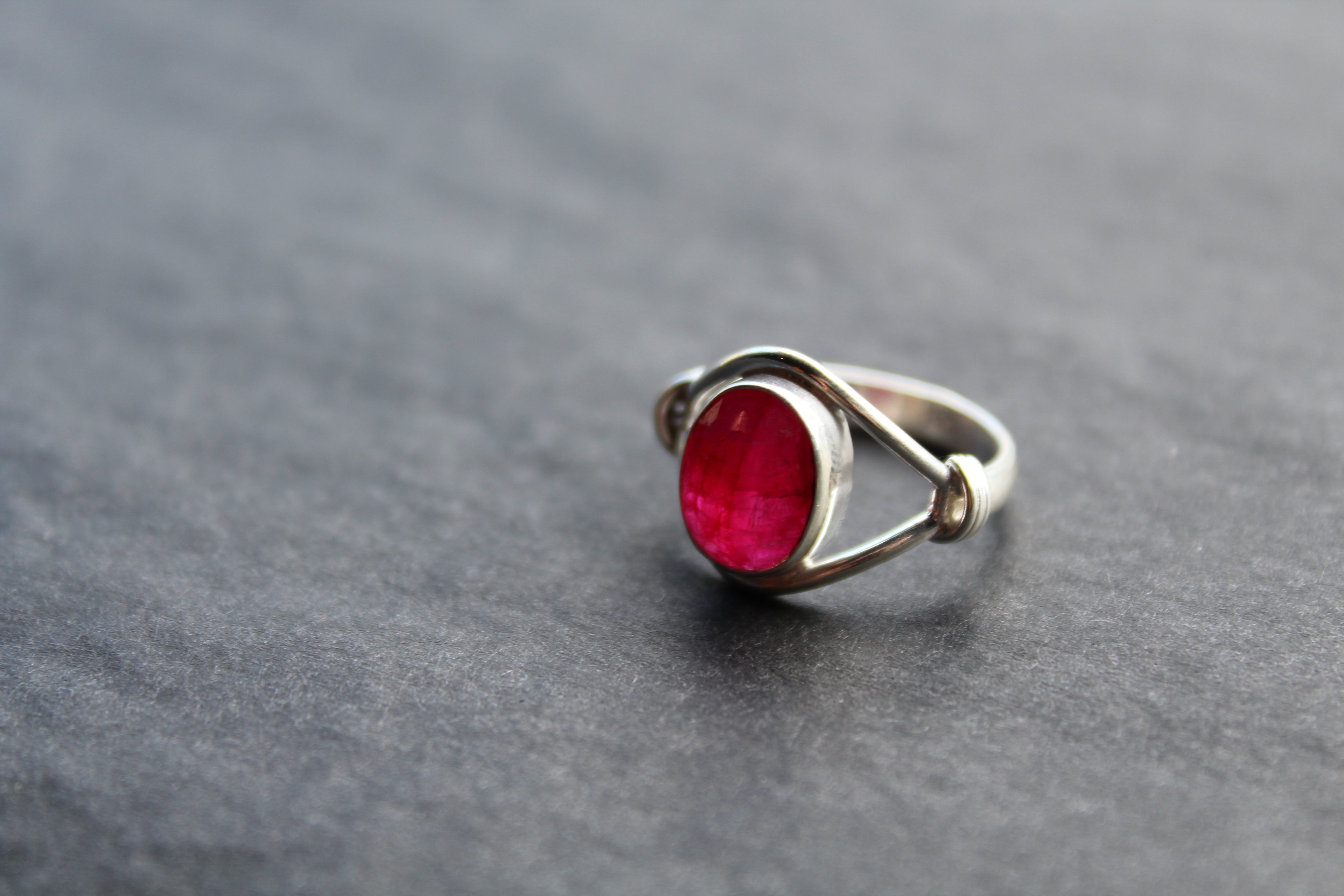 Striking Small Oval Ruby Red Ring