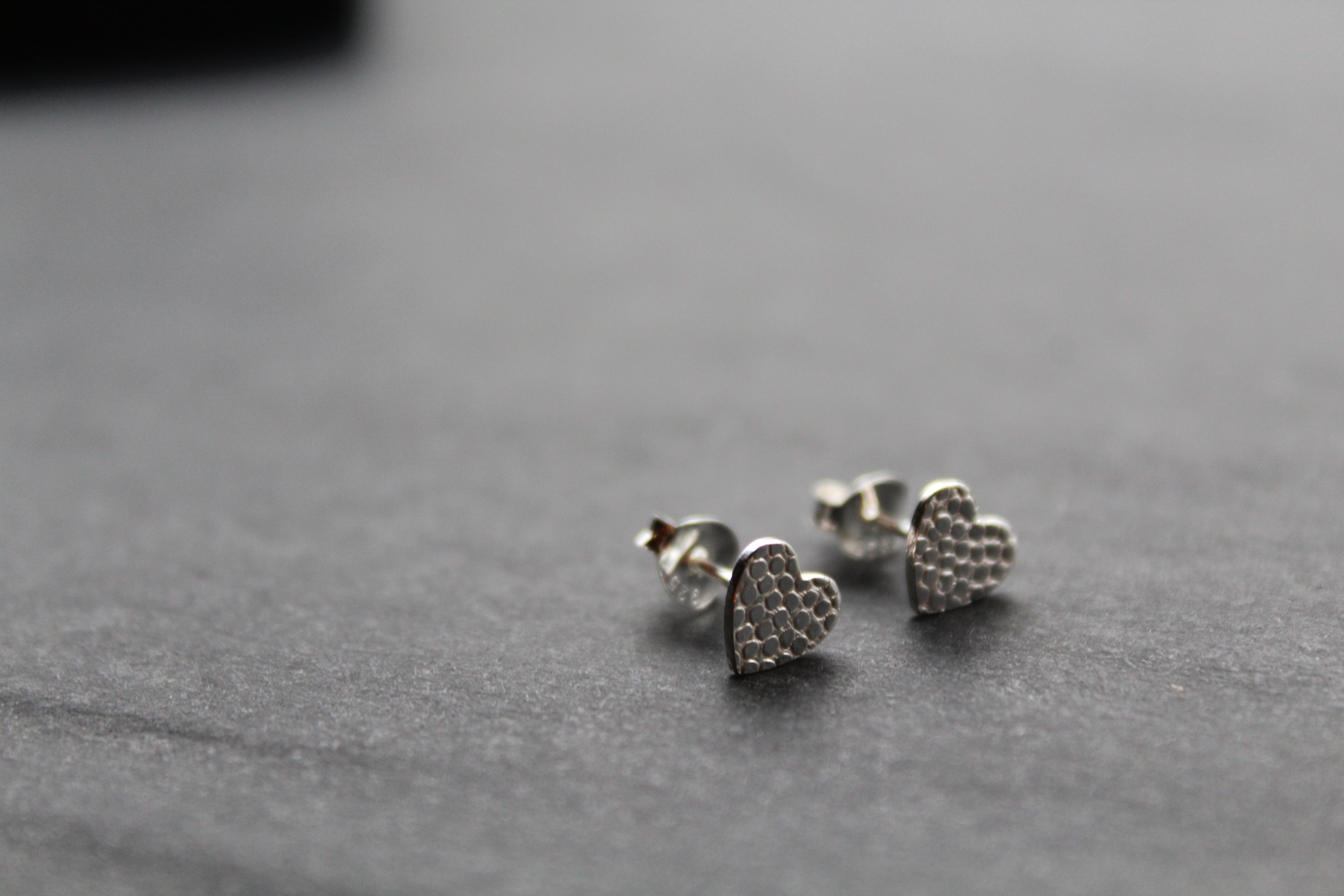 Studs of Hope - Silver Textured Heart Stud
