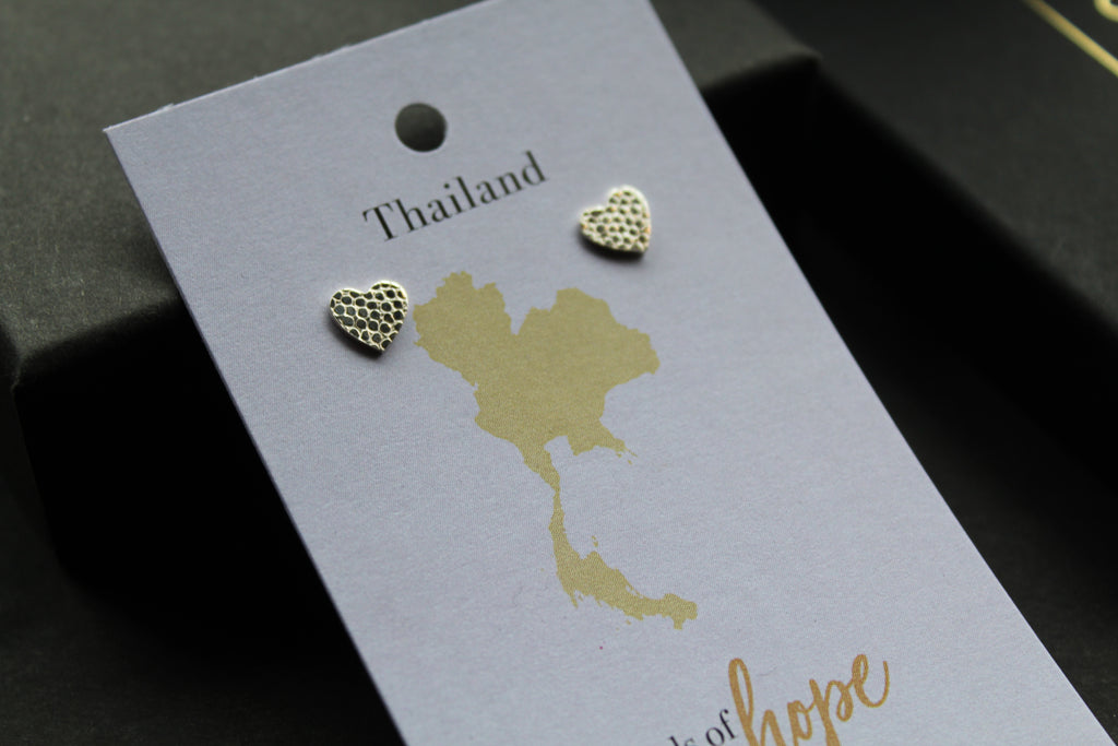 Studs of Hope - Silver Textured Heart Stud
