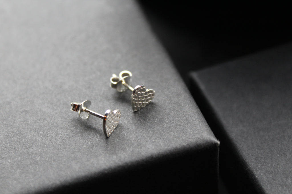 Studs of Hope - Silver Textured Heart Stud