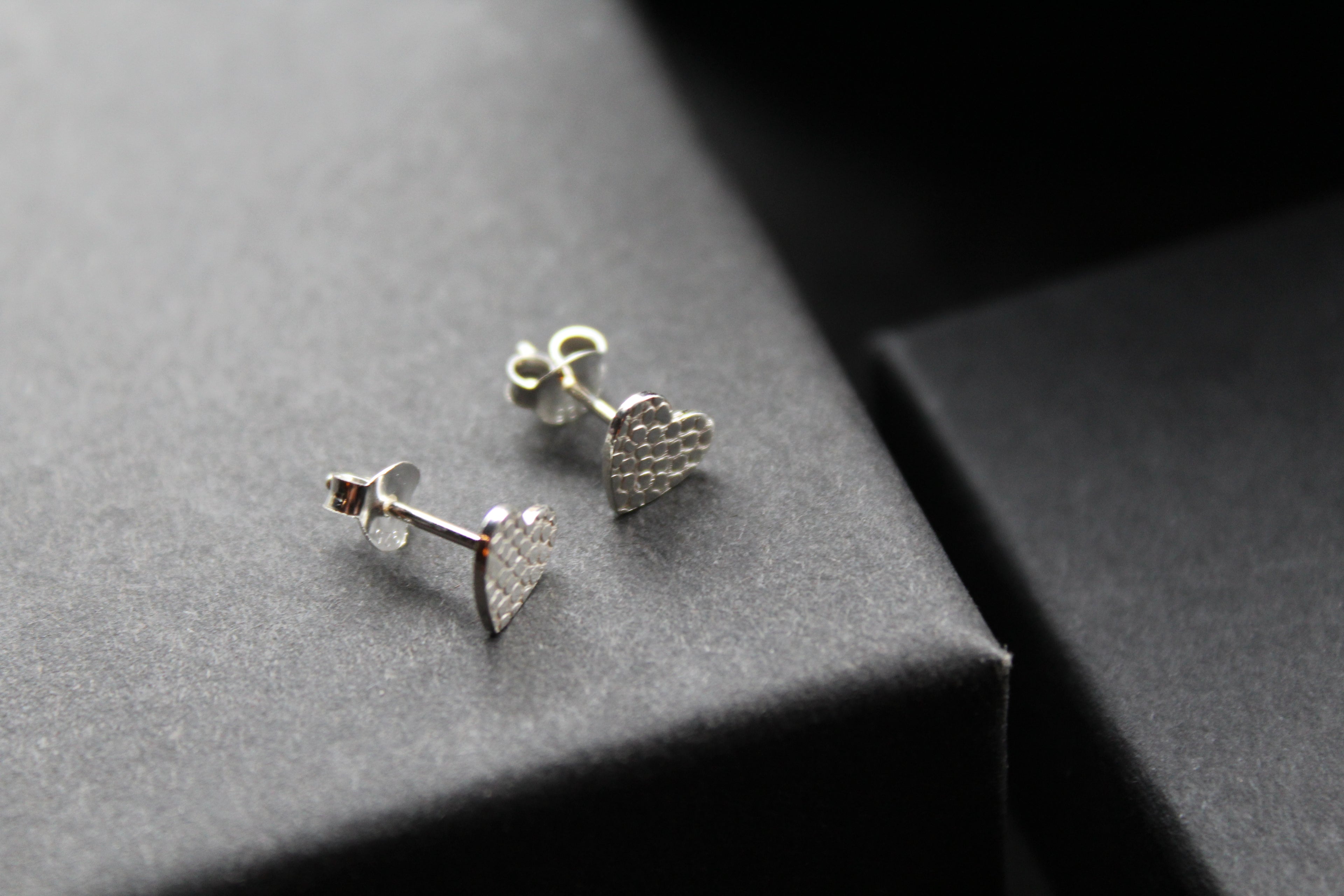 Studs of Hope - Silver Textured Heart Stud