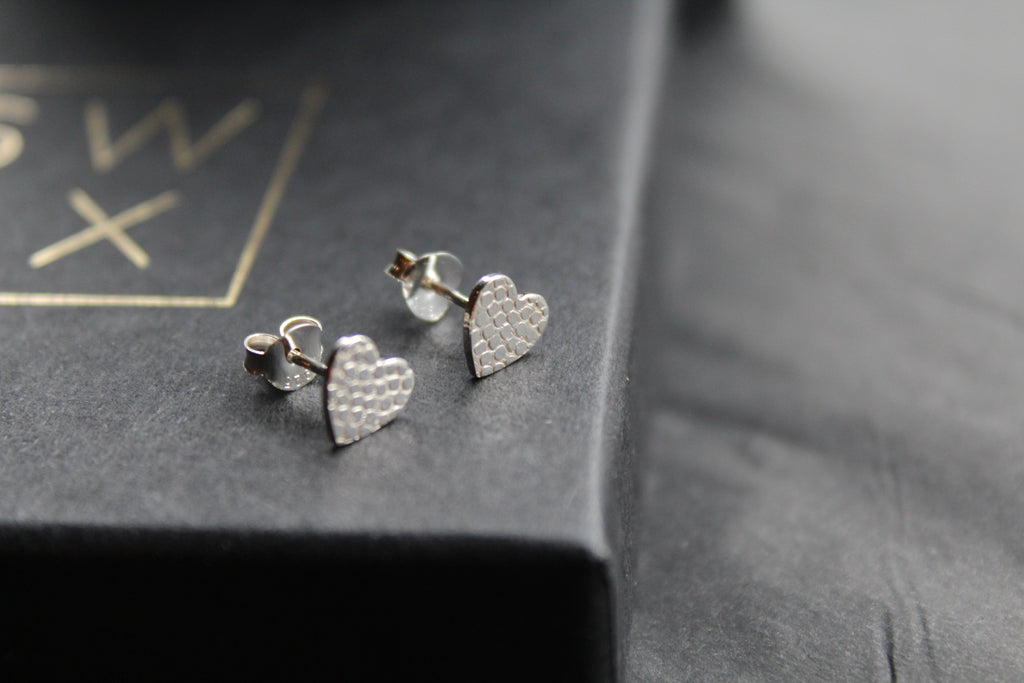 Studs of Hope - Silver Textured Heart Stud