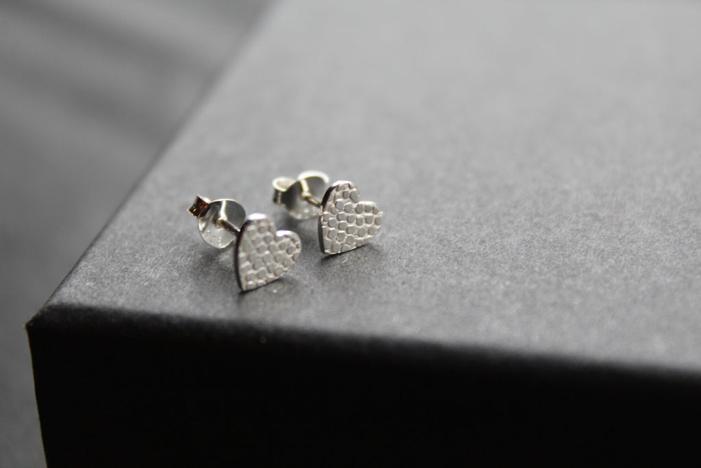 Studs of Hope - Silver Textured Heart Stud