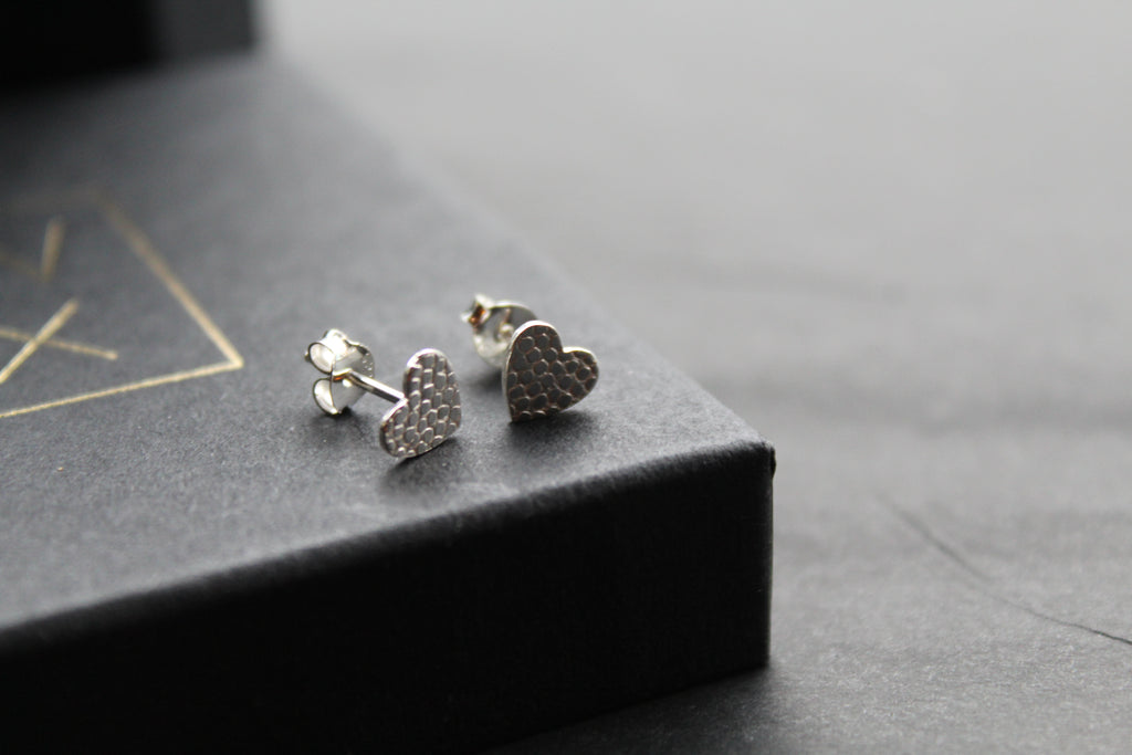 Studs of Hope - Silver Textured Heart Stud