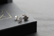 Load image into Gallery viewer, Studs of Hope - Silver Textured Heart Stud
