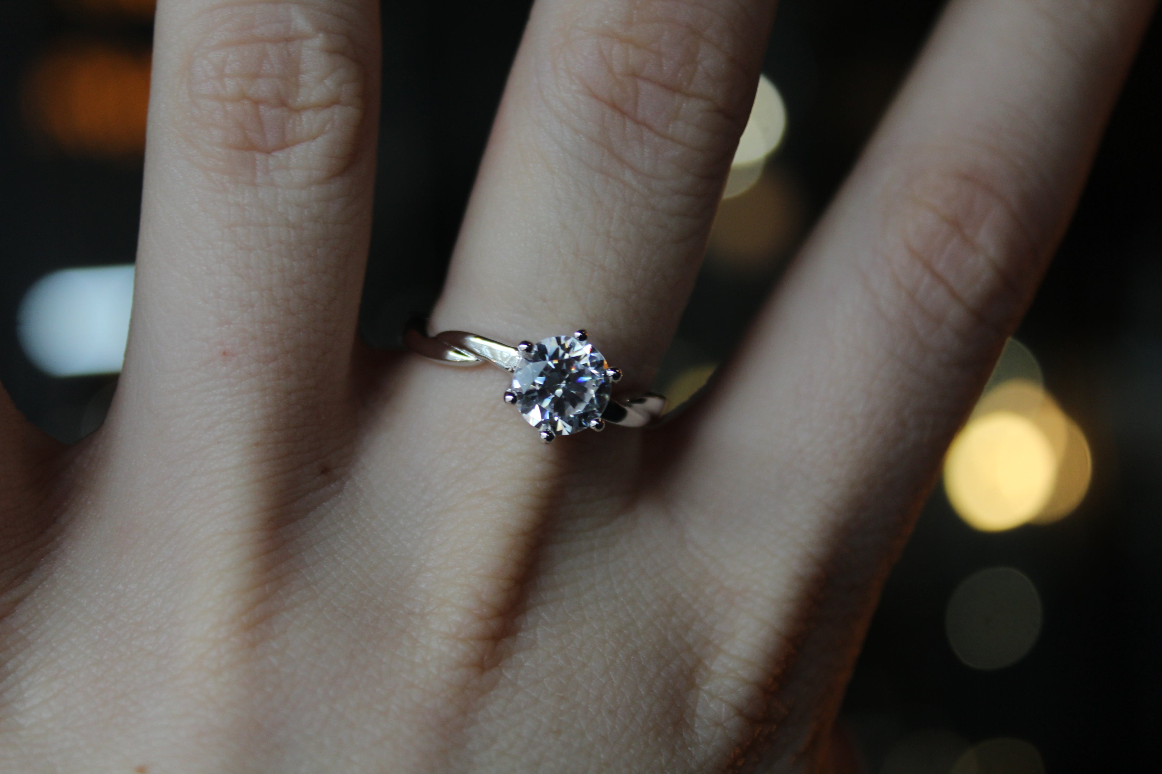 Sweet Twist Silver & Cubic Zirconia Solitaire Ring