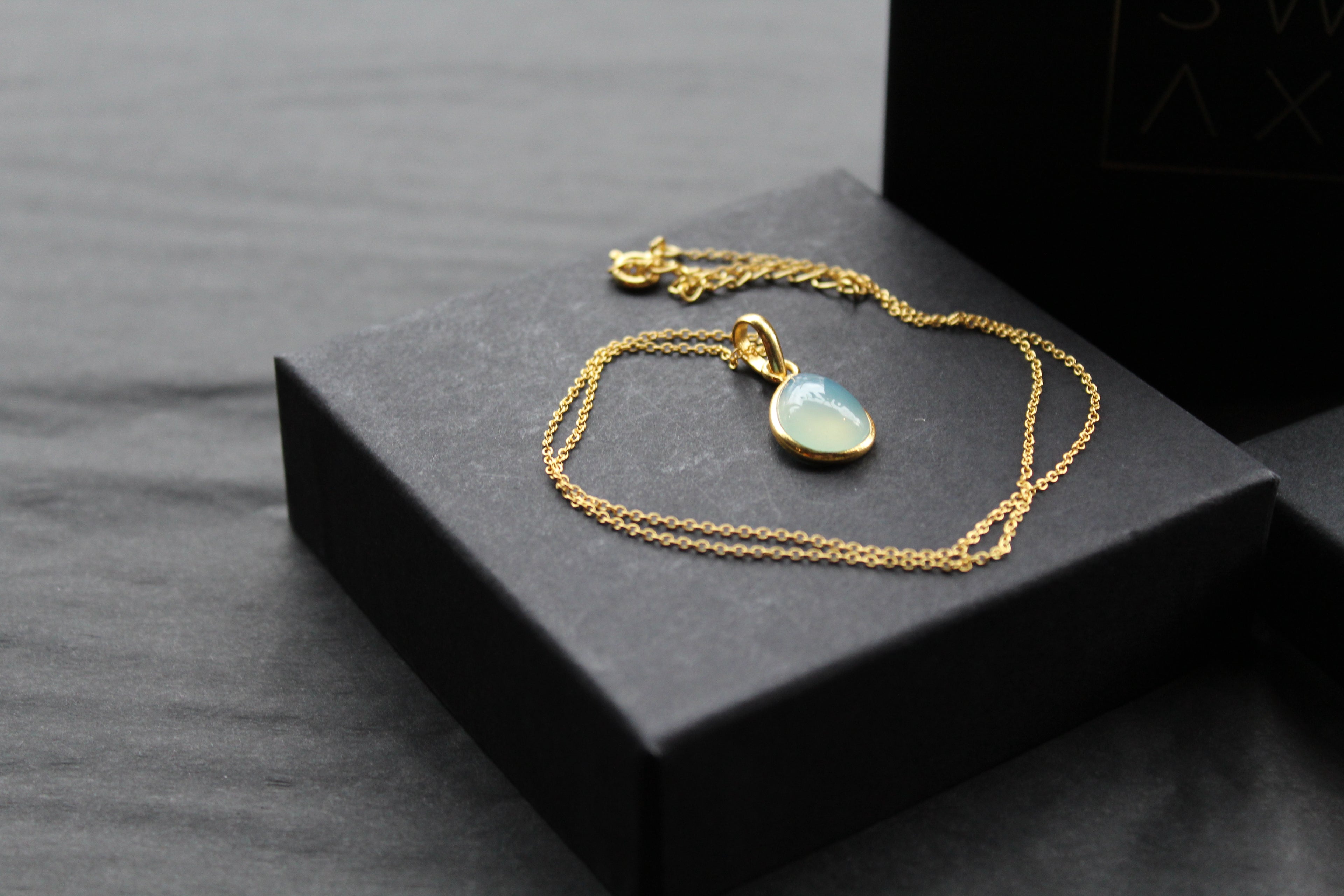 Teardrop Chalcedony Pendant and Chain