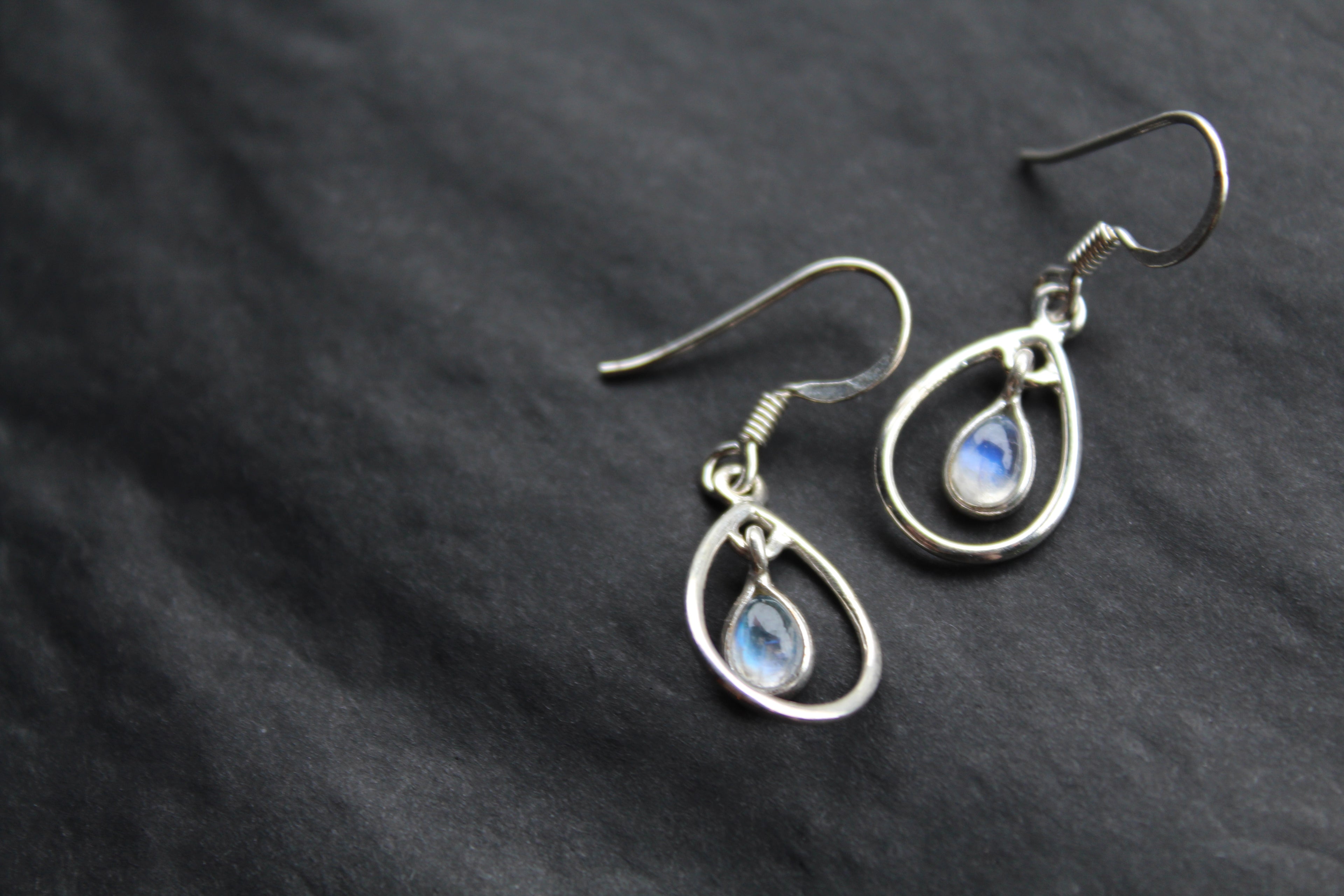 Teardrop Earrings with Rainbow Moonstone