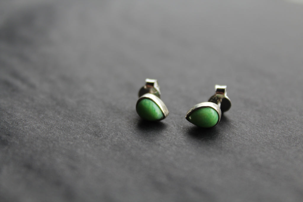 Teardrop Green Mohave Turquoise Studs