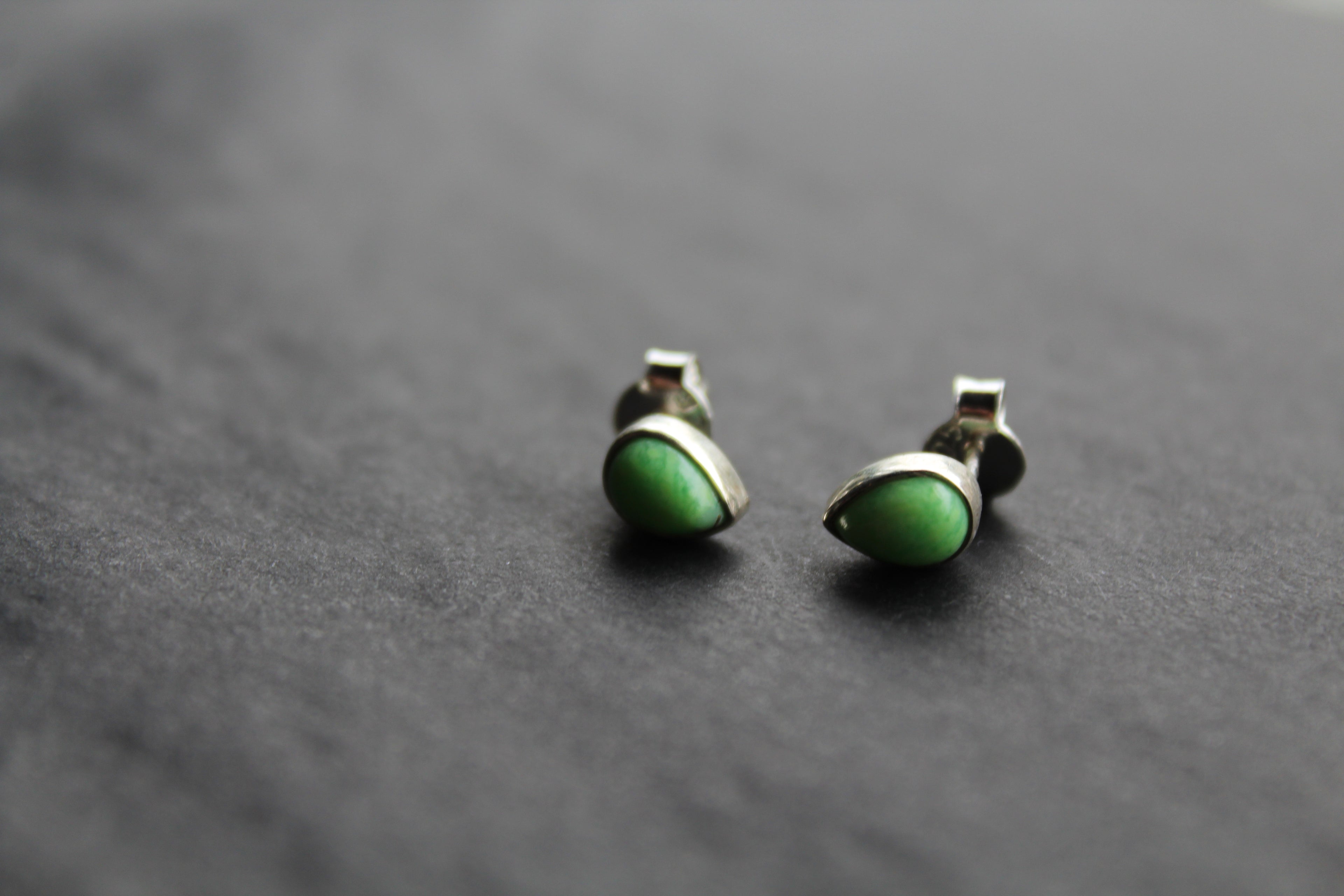 Teardrop Green Mohave Turquoise Studs
