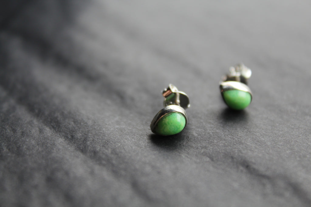 Teardrop Green Mohave Turquoise Studs