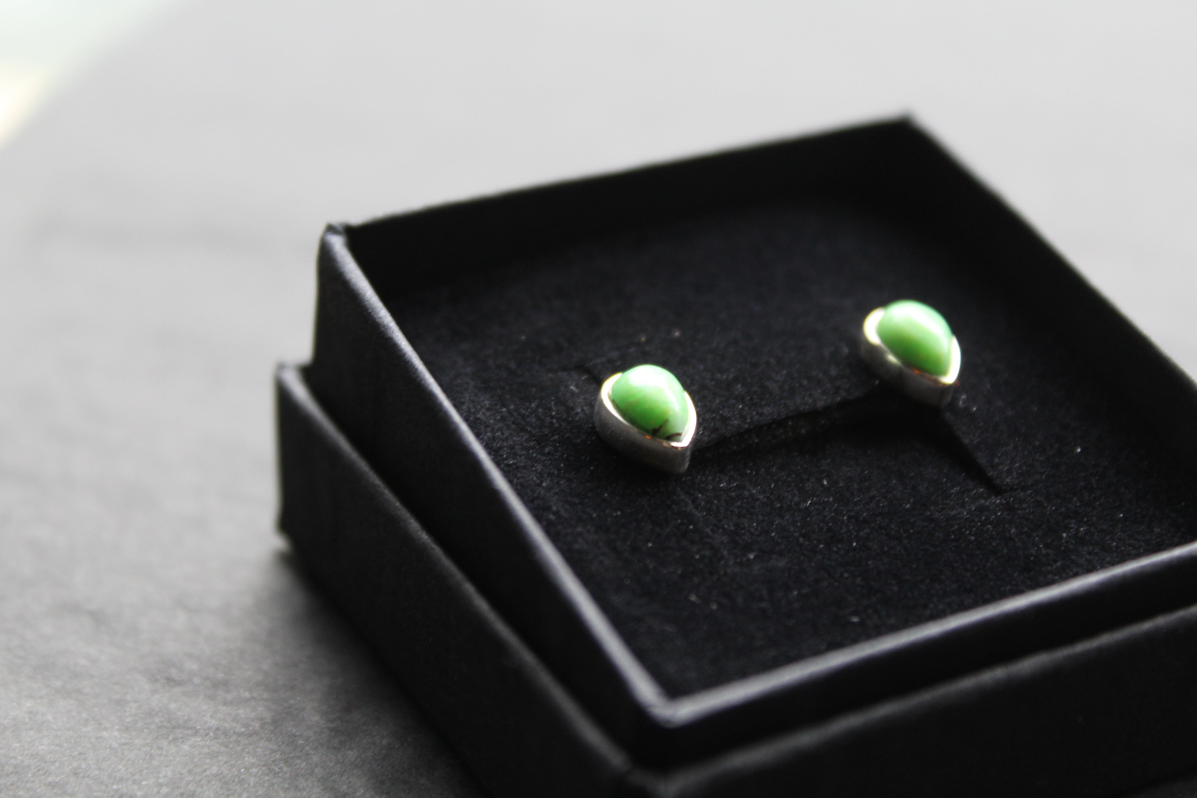 Teardrop Green Mohave Turquoise Studs