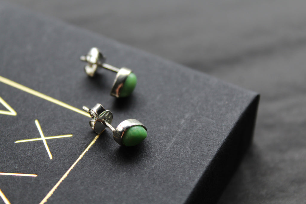 Teardrop Green Mohave Turquoise Studs