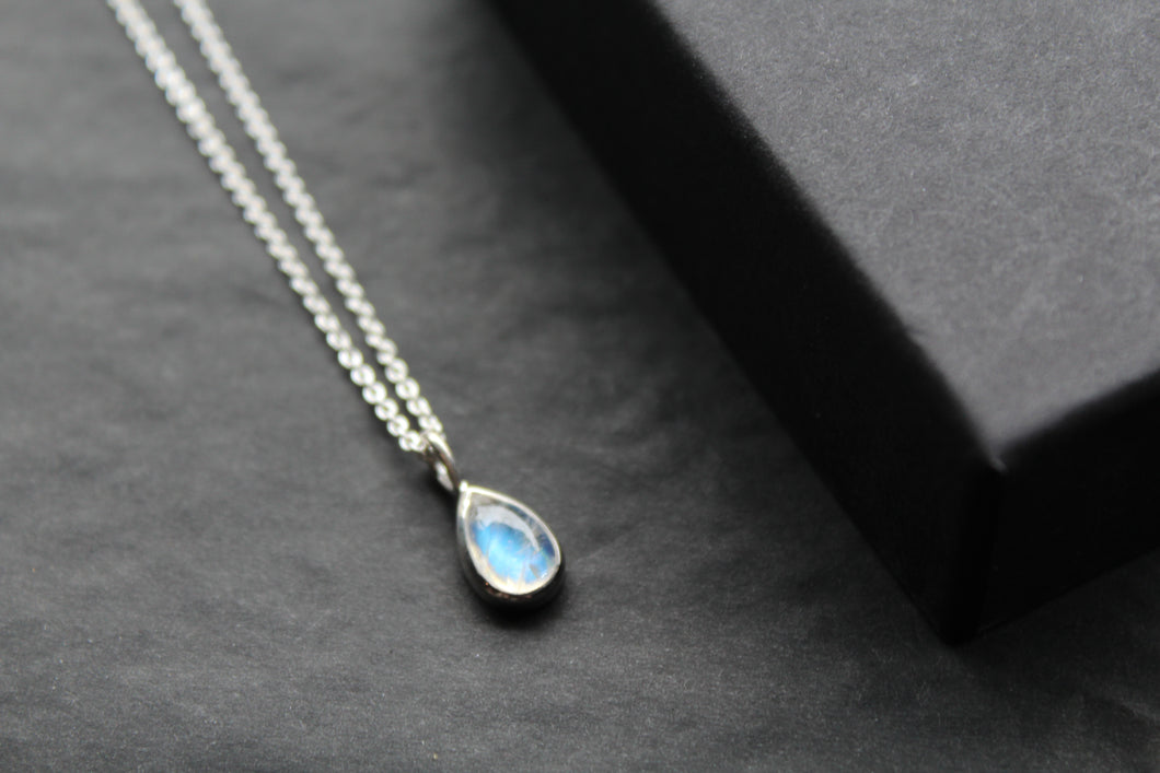 Teardrop Rainbow Moonstone Necklace