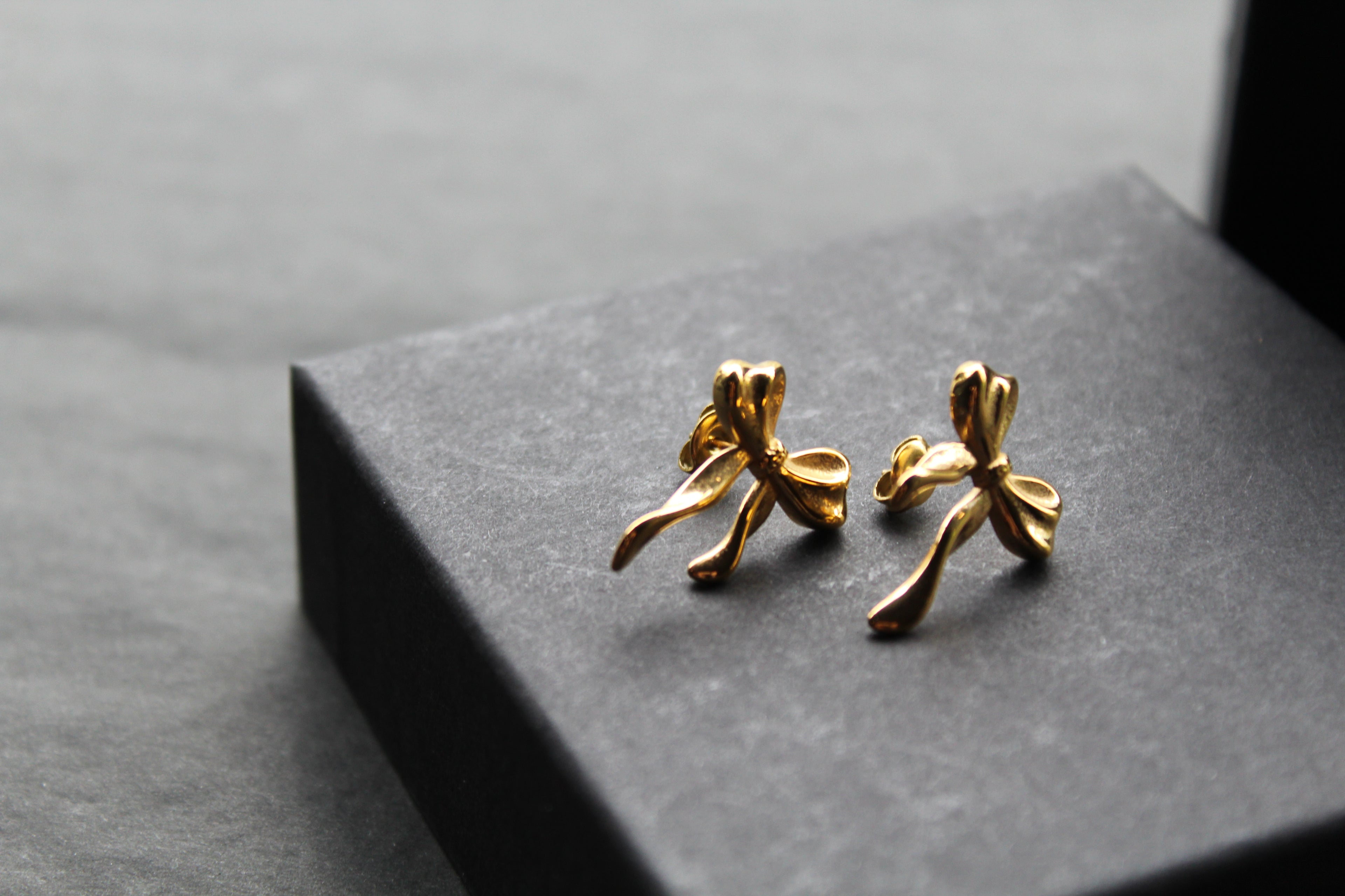 The Serenity Ribbon Bow Dainty Stud Earrings