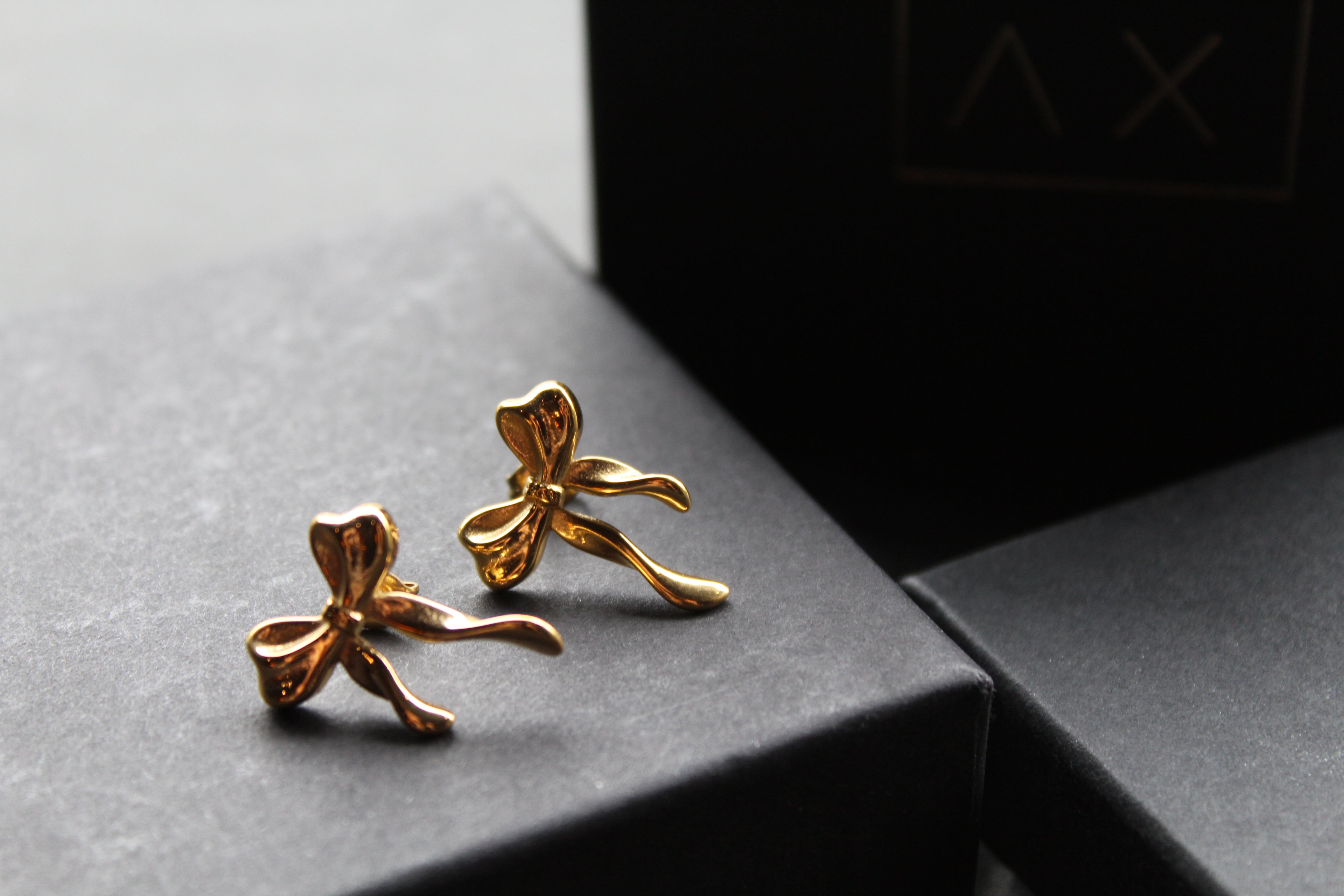 The Serenity Ribbon Bow Dainty Stud Earrings